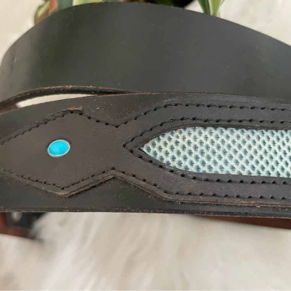 Sport N leather Western leather belt w turquoise accent